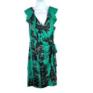 Yoana Baraschi 100% SILK Dress Size 8 Green Tie Dye Vintage